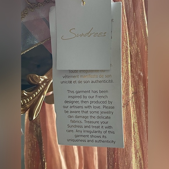 NWT Sundress Sophie Revolve Shiny Metallic Halter Maxi Resort DRESS in SAND Gold - Picture 8 of 14